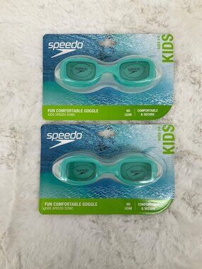 Speedo 2pk Swim Goggles Kids age 3-6 - Anti Fog No Leak UV Protection NEW Teal